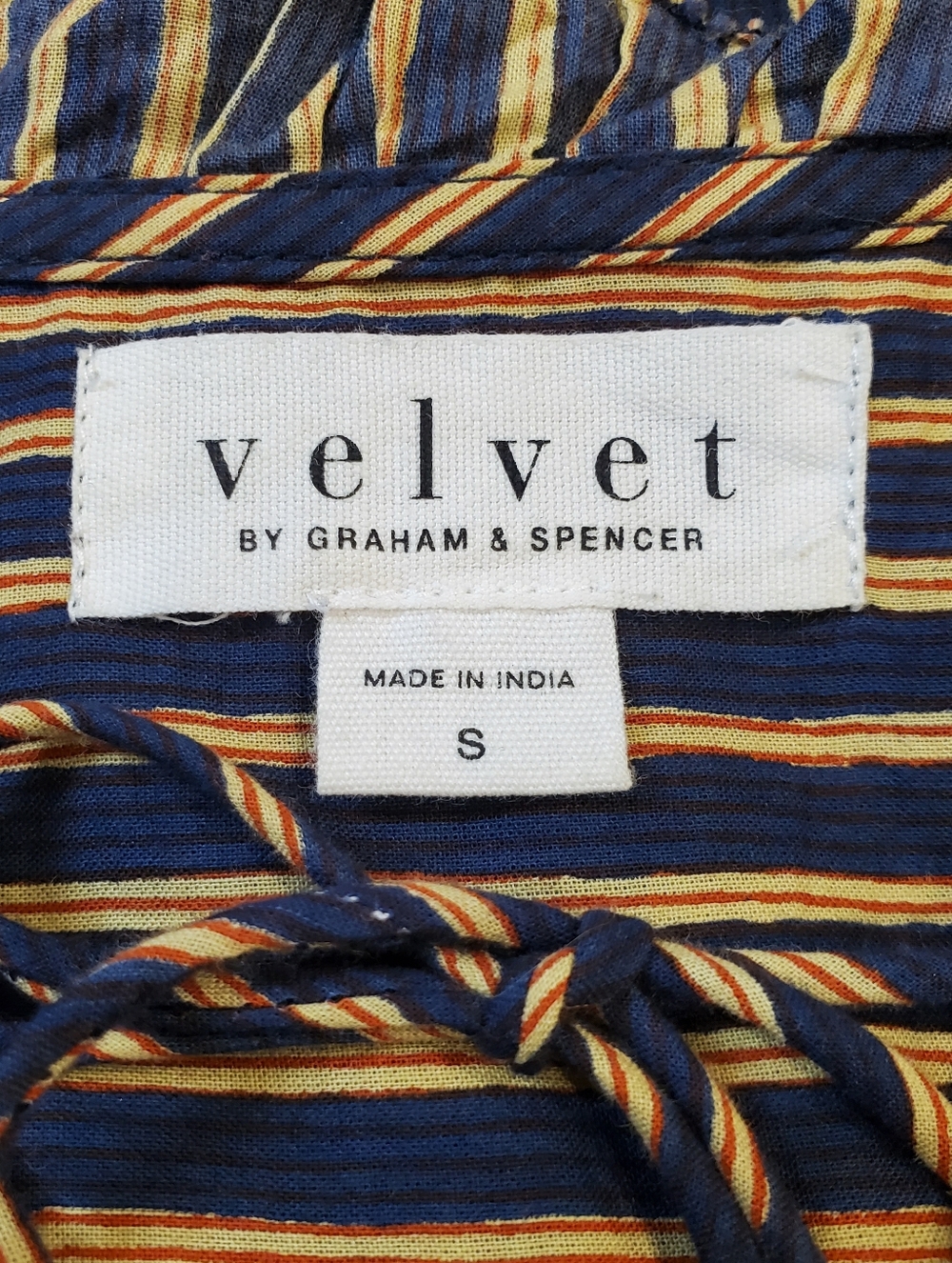 Velvet by Graham & Spencer Striped Tie-Neck Blouse Size Small - Picture 10 of 11
